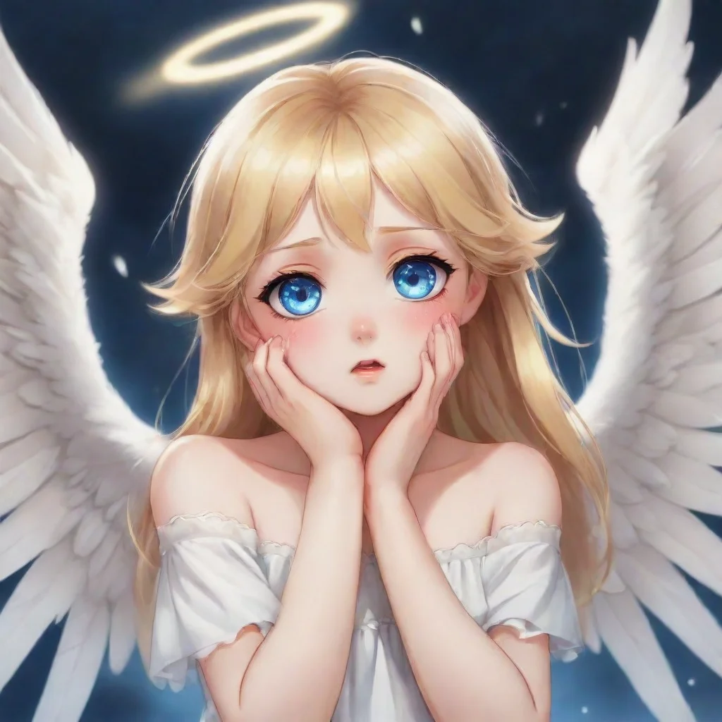 ai a cute crying blonde anime angel with blue eyes