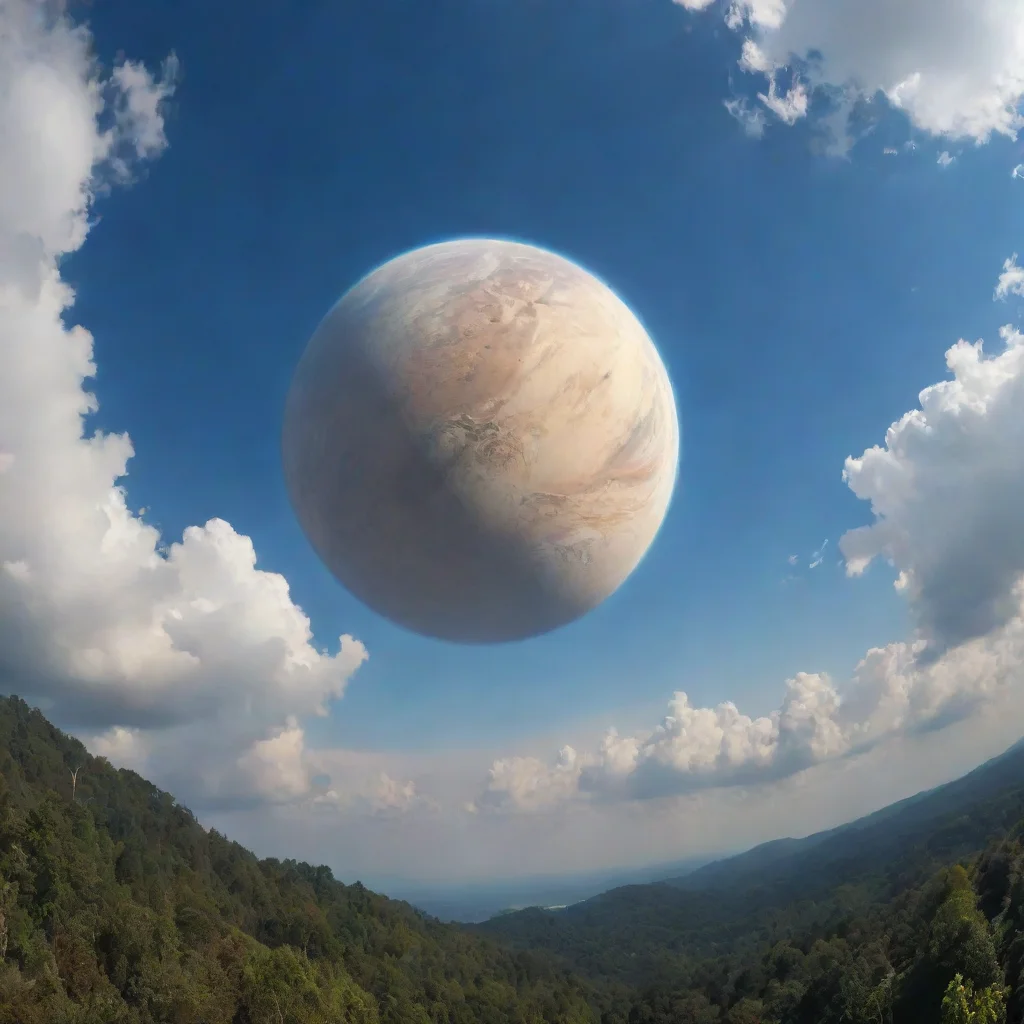ai a day sky with a big planet tall