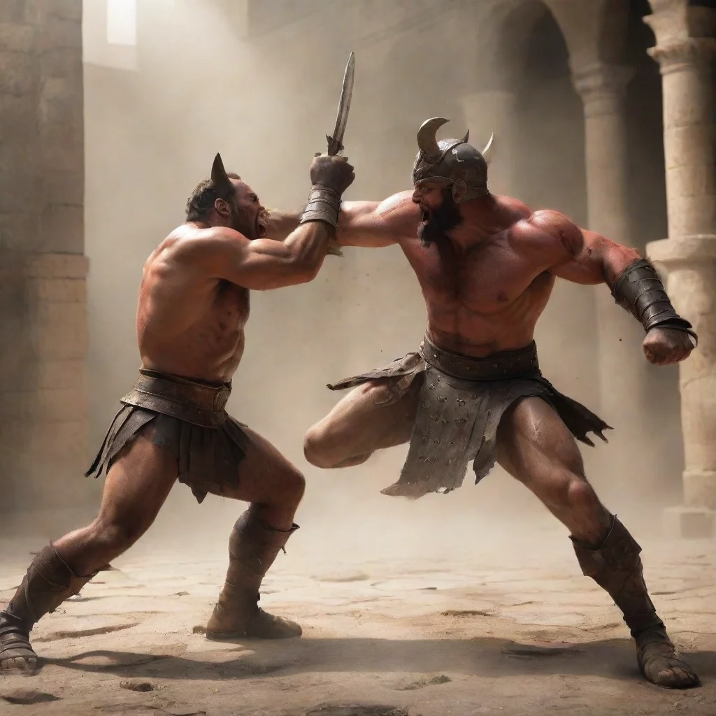 ai a demon fighting a gladiator 