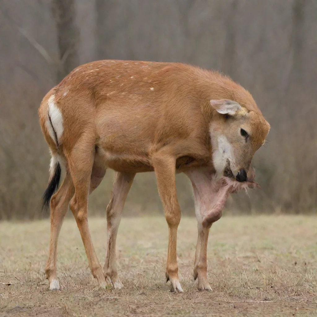 ai a dog biting a deer s tail