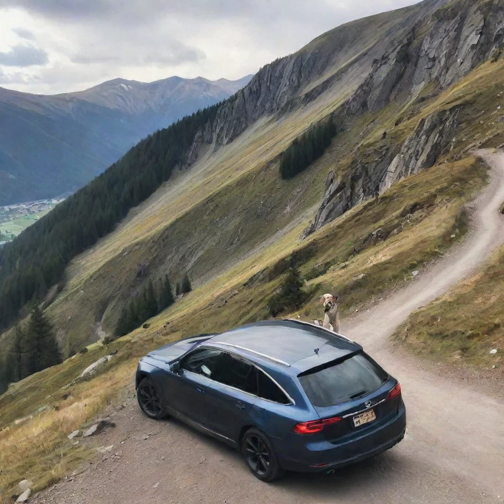 ai a dog visiting mountain with his car good looking trending fantastic 1