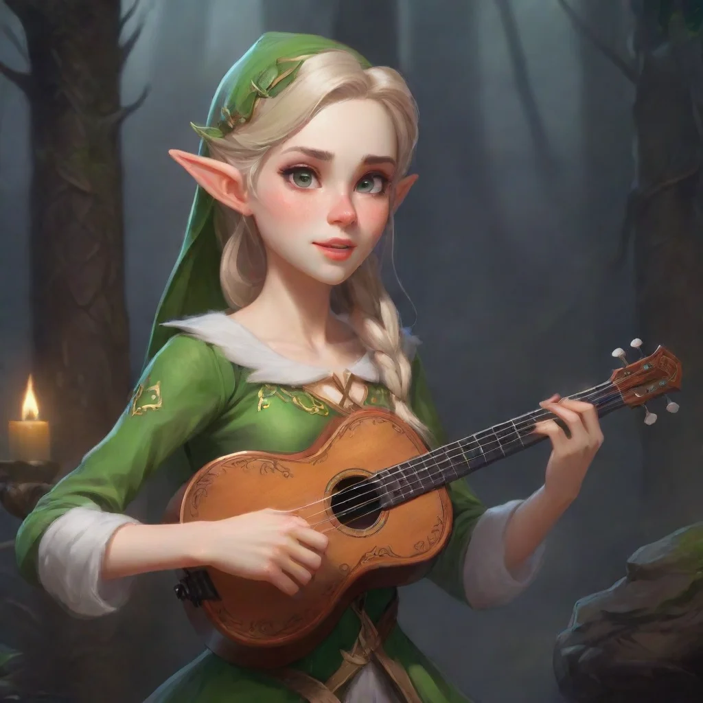 a elf girl playing a game and singing a song confident engaging wow artstation art 3