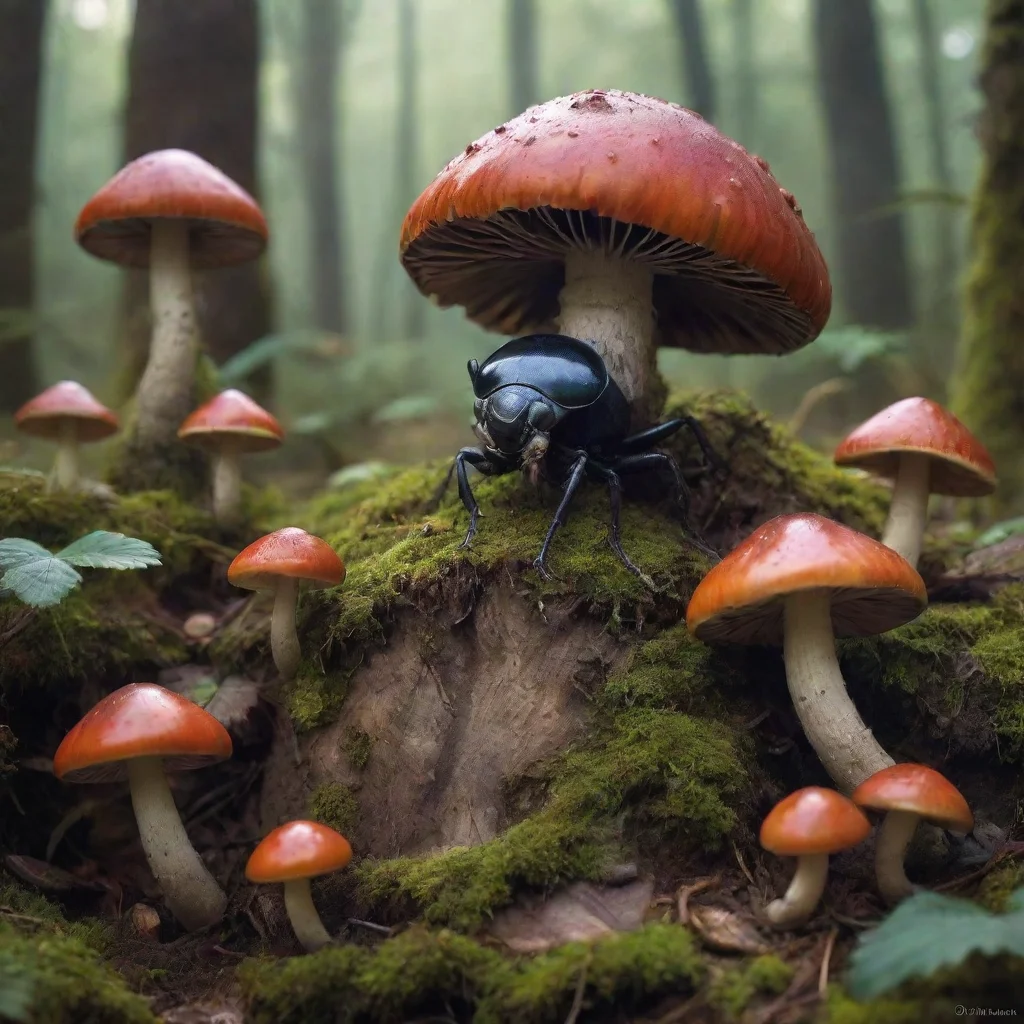 ai a fantastic planet where beetles and fantastic mushrooms liverealistic image amazing awesome portrait 2