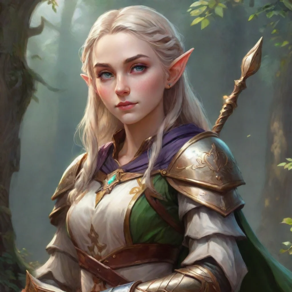 ai a female elf paladin who is also a bard