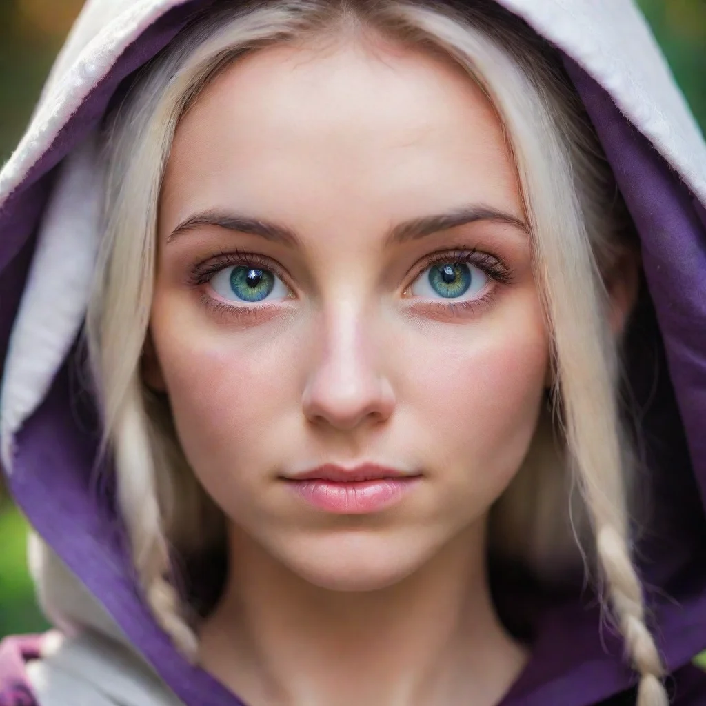  a female human mage with heterochromia