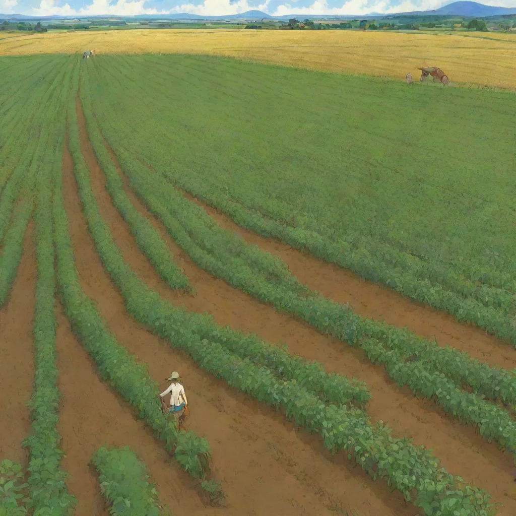 ai a field of crops growing designed by moebius ghibli ian wallpaper wide