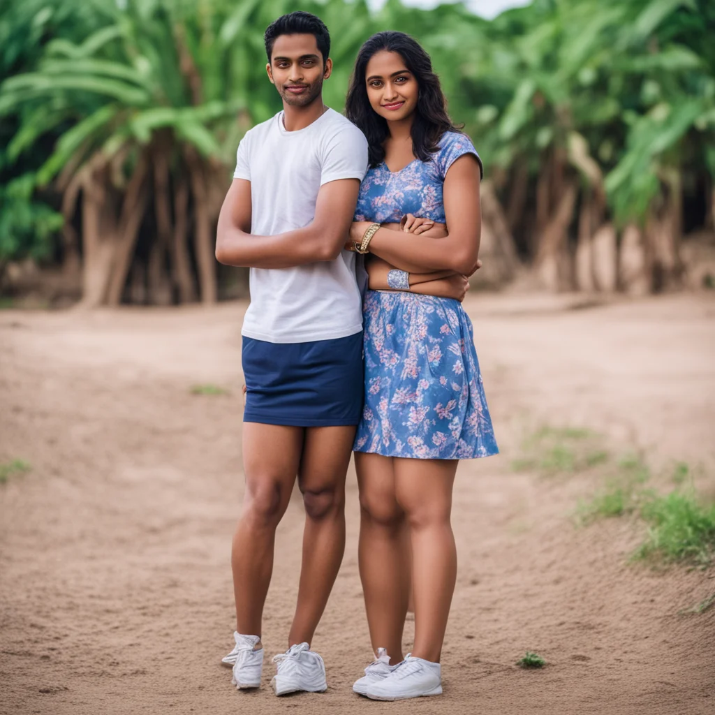ai a full image of a girl wearing a skirt hugging her boyfriend.  name %27shashank and rutvi%27 is printed on her thighs%2C their faces are shown good looking trending fantastic 1