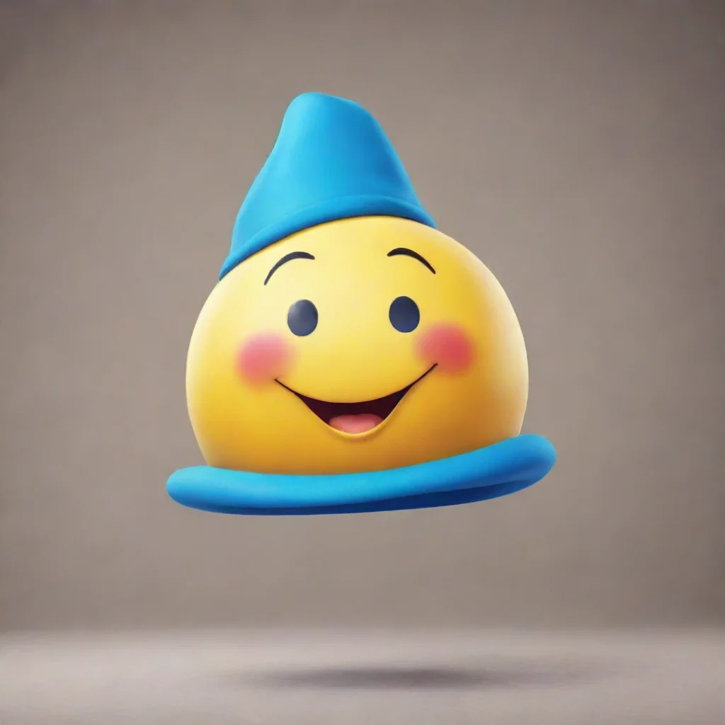  a giant happy emoji with a blue hat 