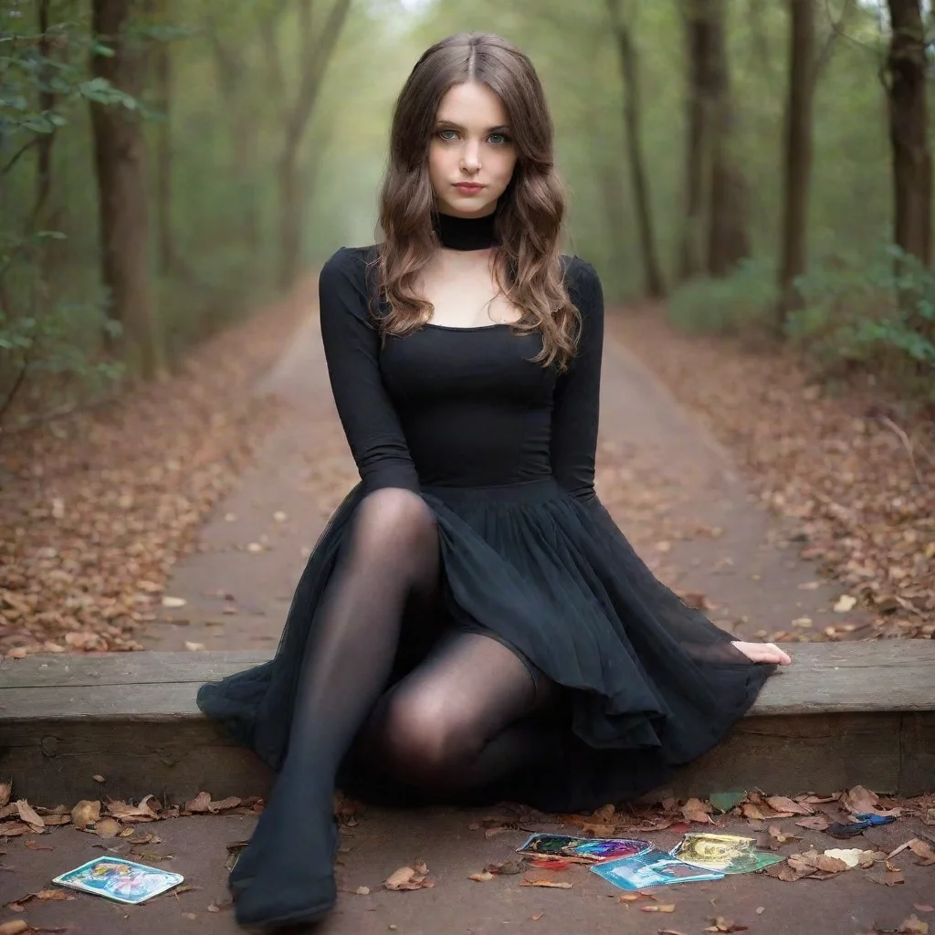 ai a girl in a black dress and tights with the utopia deck amazing awesome portrait 2