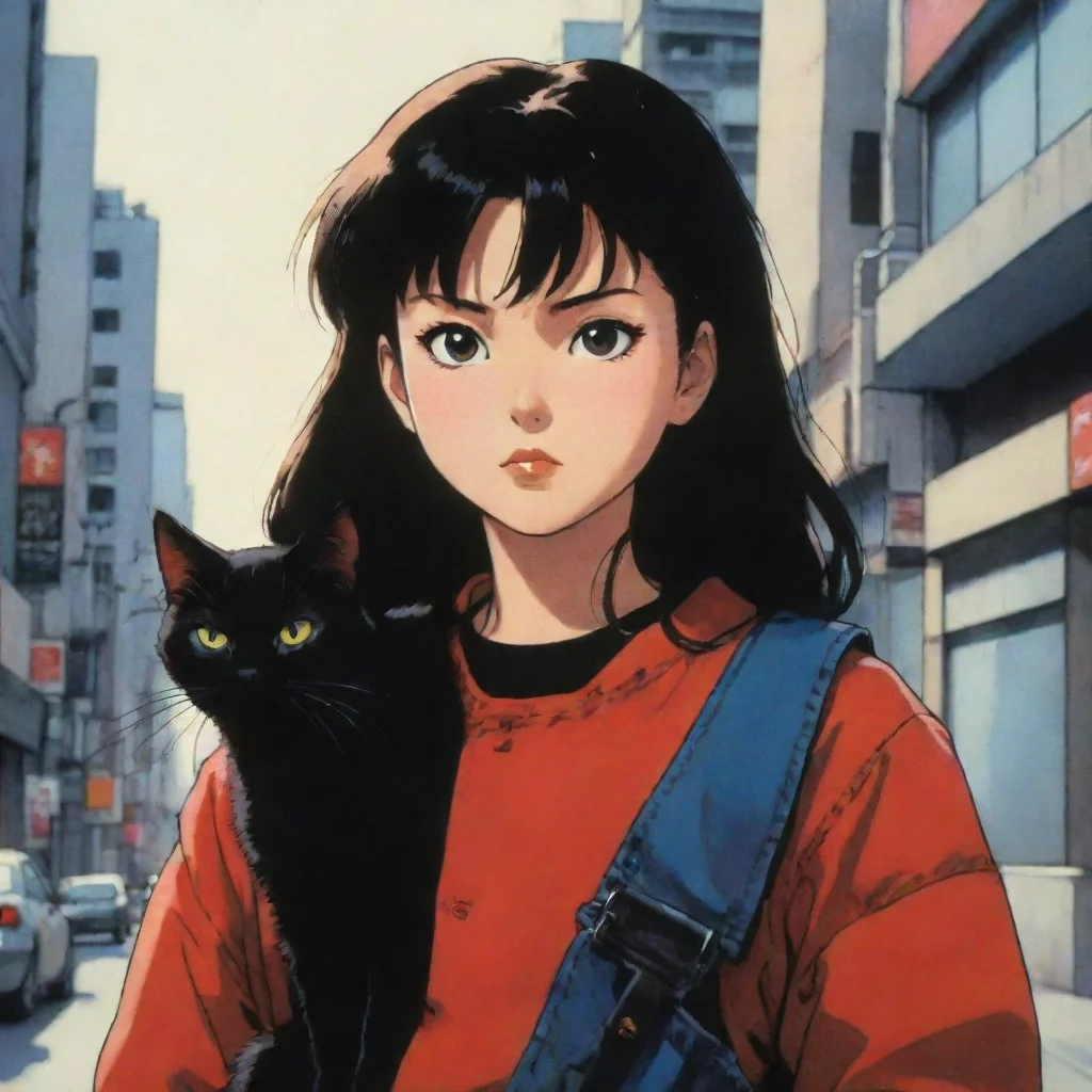 ai a girl with a black cat in a scene from the japanese comic book akira from 1988 amazing awesome portrait 2