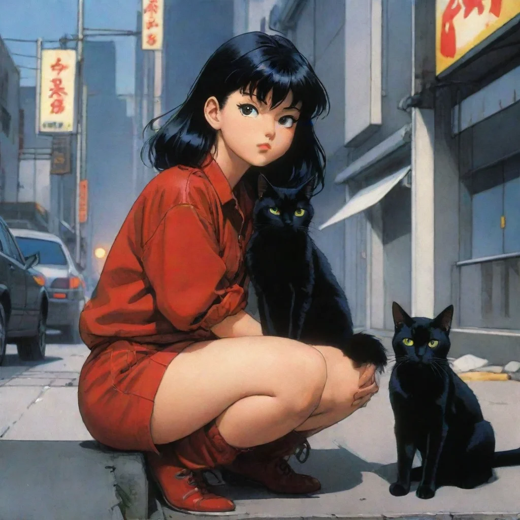 ai a girl with a black cat in a scene from the japanese comic book akira from 1988 confident engaging wow artstation art 3