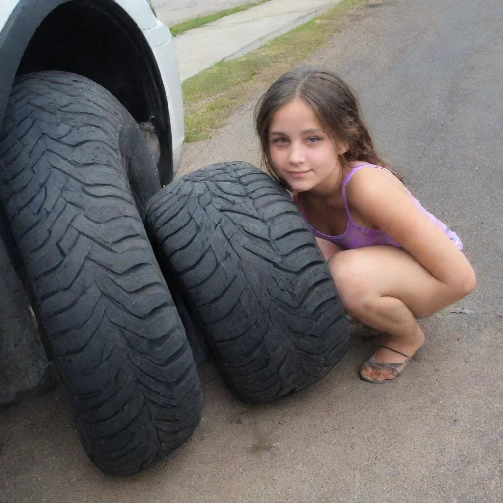 a girl with her tires out