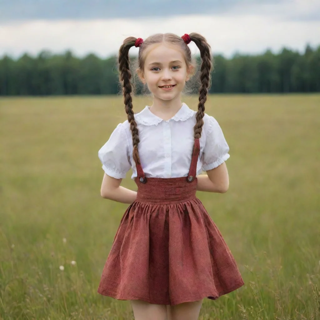 ai a girl with two pigtails dances a national dance in a meadow amazing awesome portrait 2