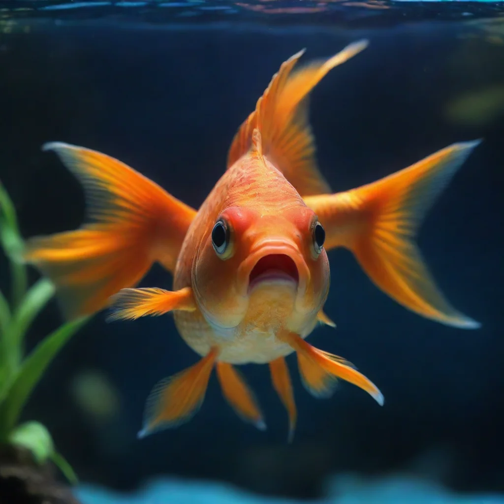 ai a goldfish swimming in a beautifulbluish aquarium amazing awesome portrait 2