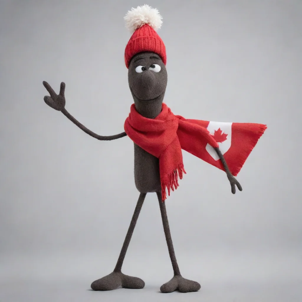 ai a goofy canadian stickman with a red scarf on the neck