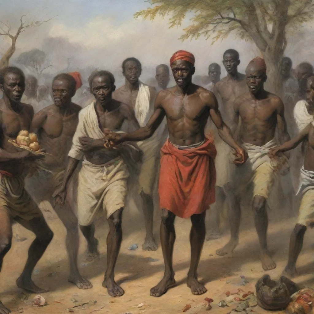 ai a group of africans revolted by the sight of grotesque food