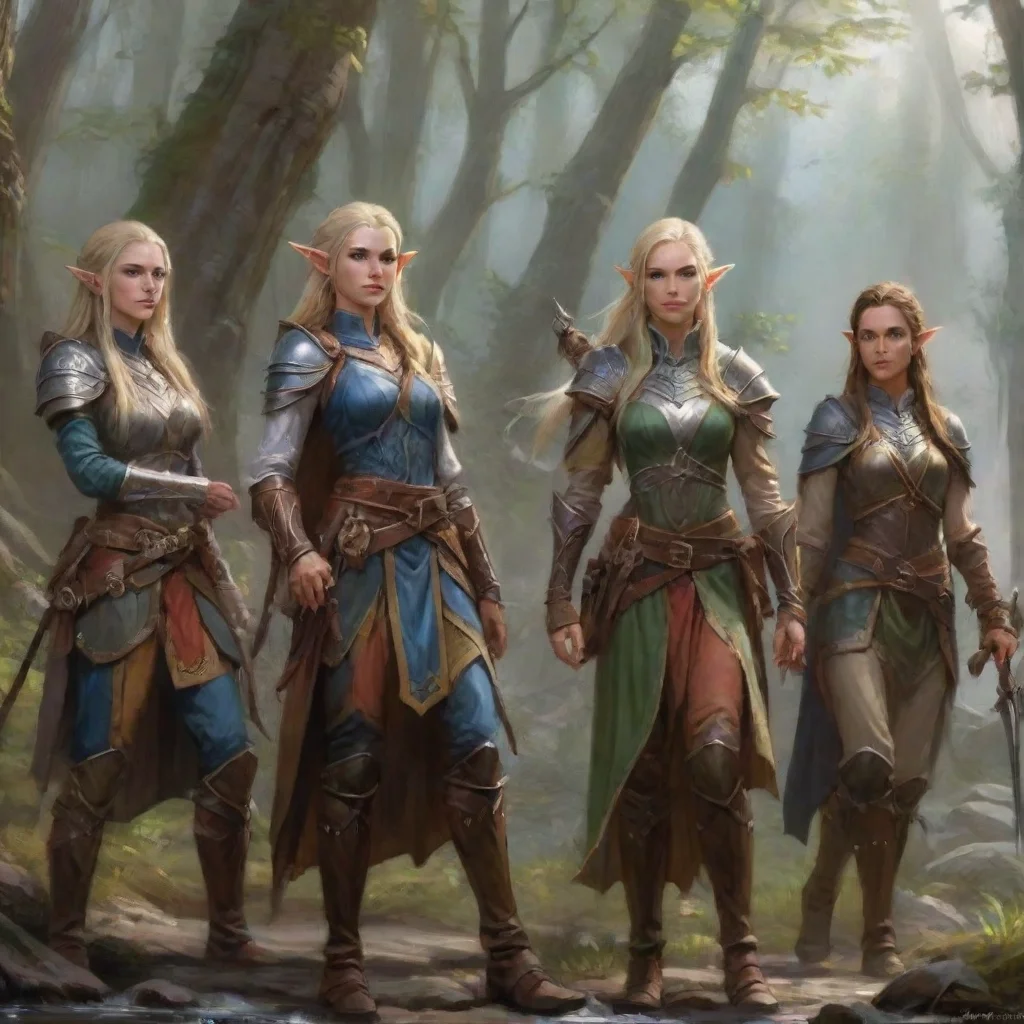 ai a group of female high elf adventurers