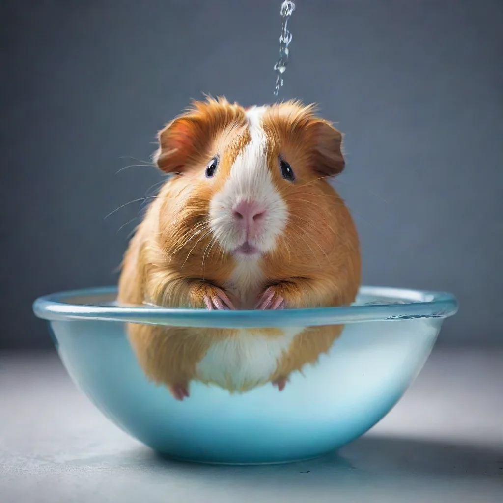 ai a guinea pig doing the back stroke in a small bowl of water amazing awesome portrait 2