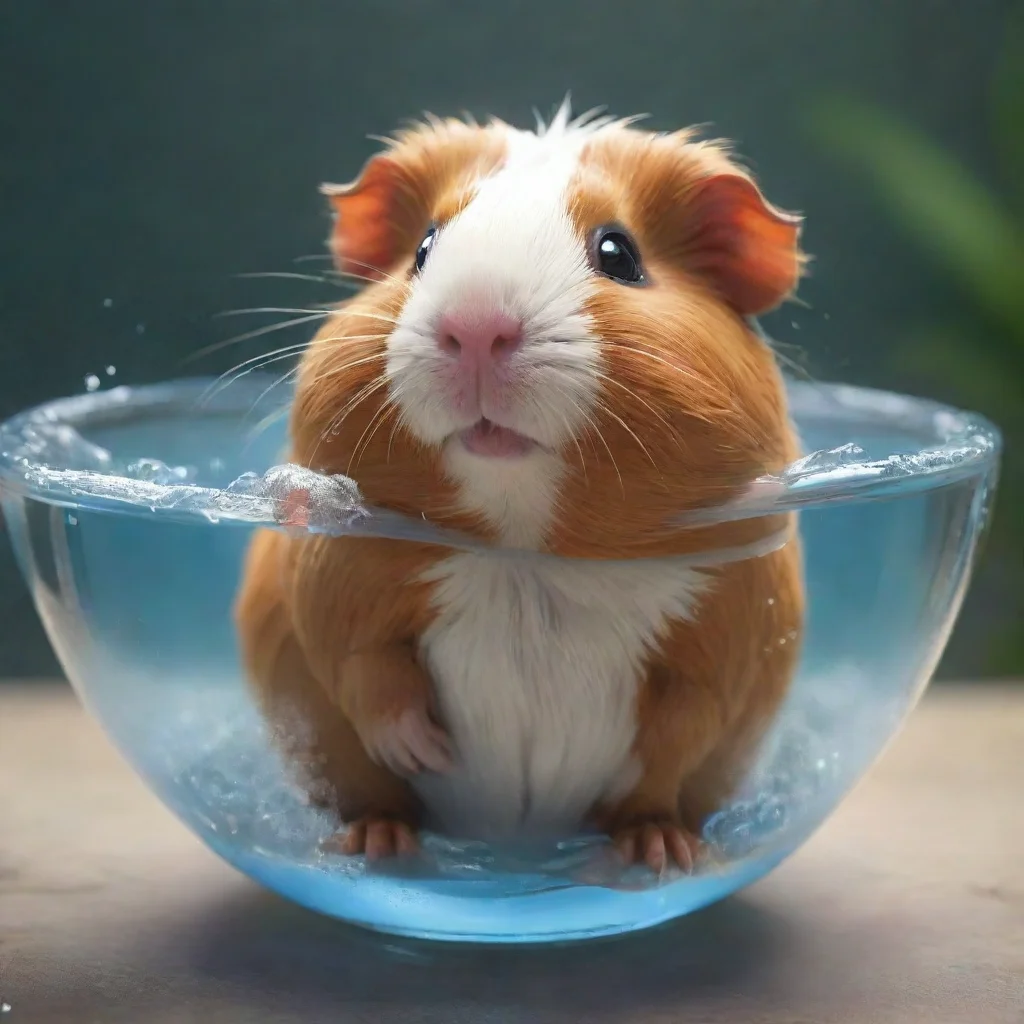 ai a guinea pig doing the back stroke in a small bowl of water confident engaging wow artstation art 3