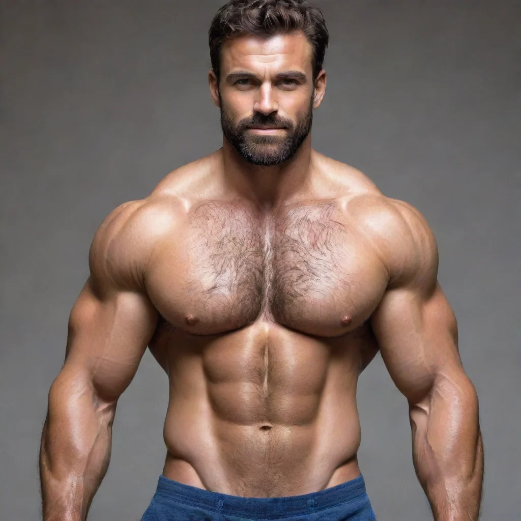 a handsome muscle man with hairy chest