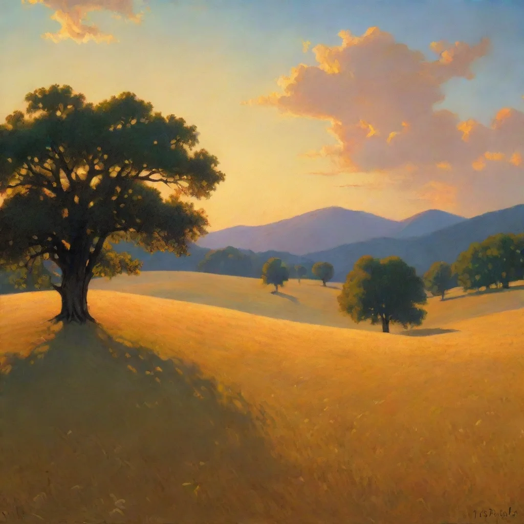 ai a hayfield in the late afternoon in the style of maxfield parrish 