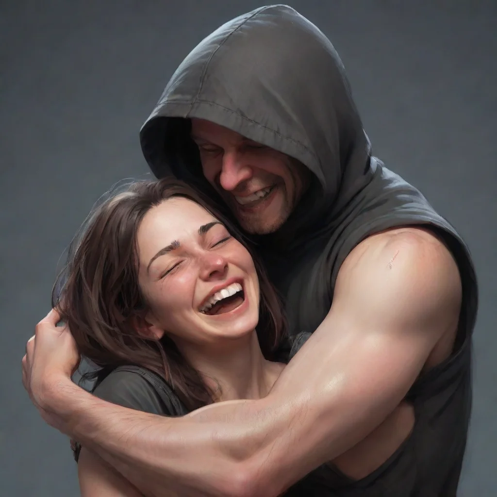 ai a hooded man tickling the armpits of a restrained womanlaughing hysterically confident engaging wow artstation art 3 wid