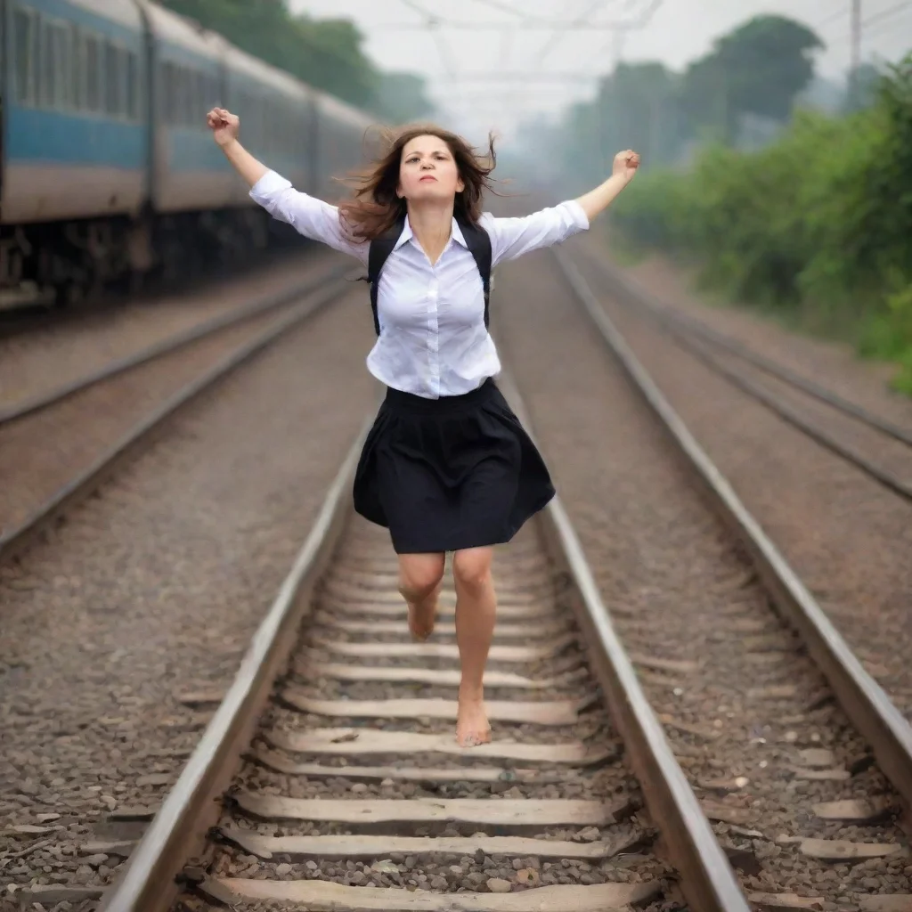 a hopeless womancommiting suicide by jumping for a train amazing awesome portrait 2