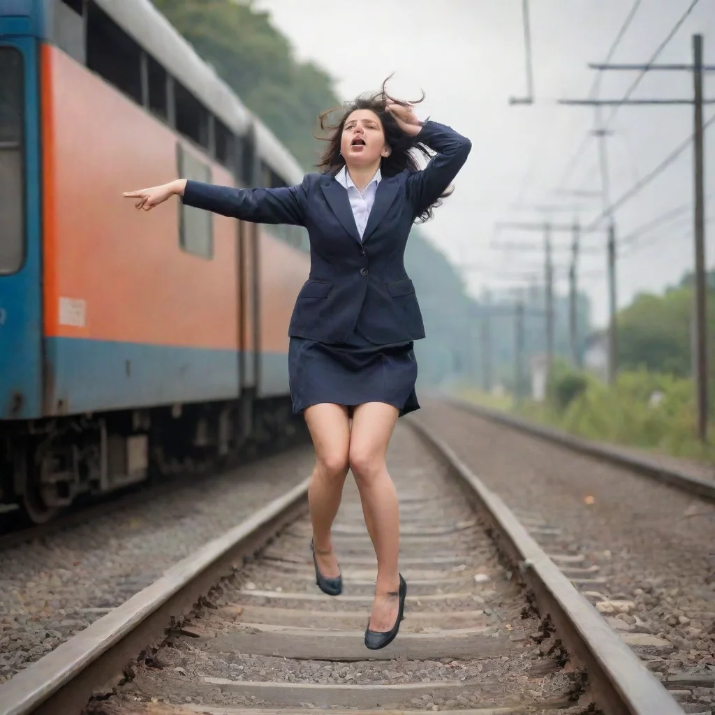 ai a hopeless womancommiting suicide by jumping for a train