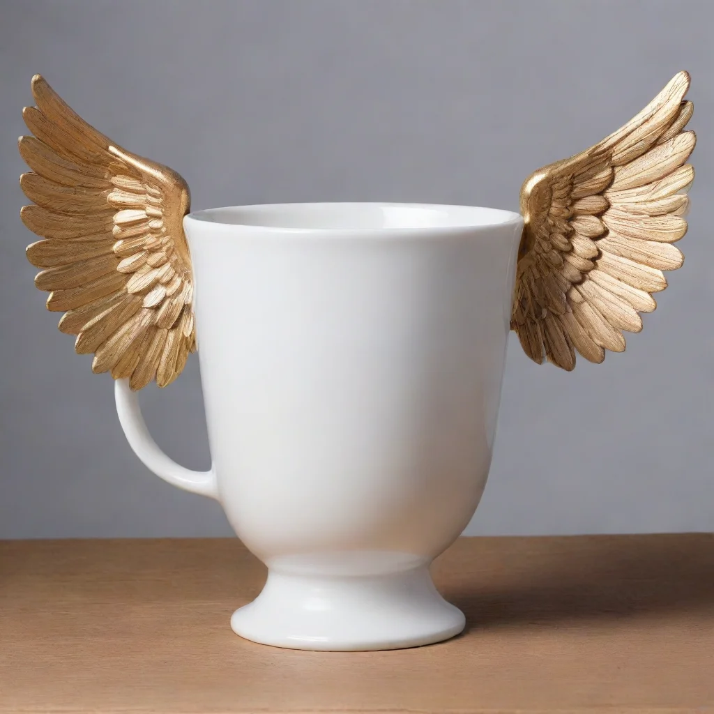 a large cup with wings