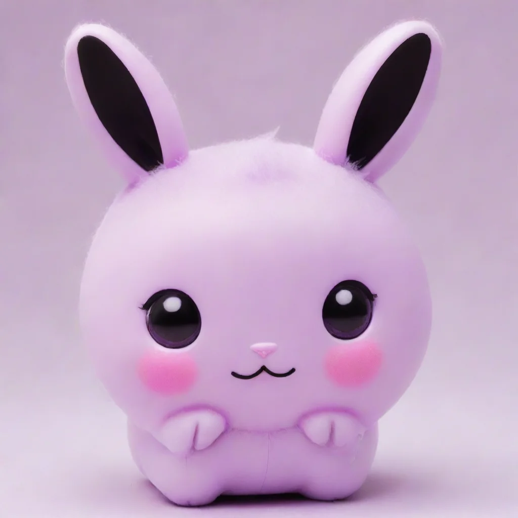 ai a light purple rabbit like tamagotchi with black insides in her earspink eyesand two light purple hair tufts