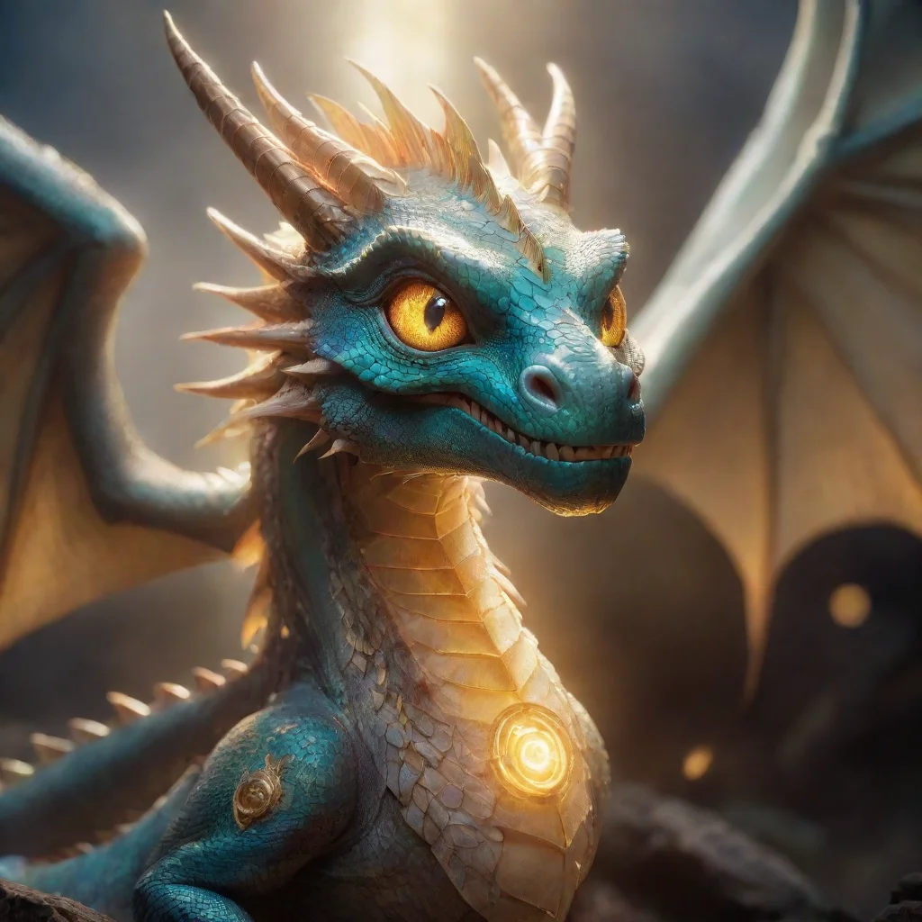 ai a light shining dragon with hope symbol eyes