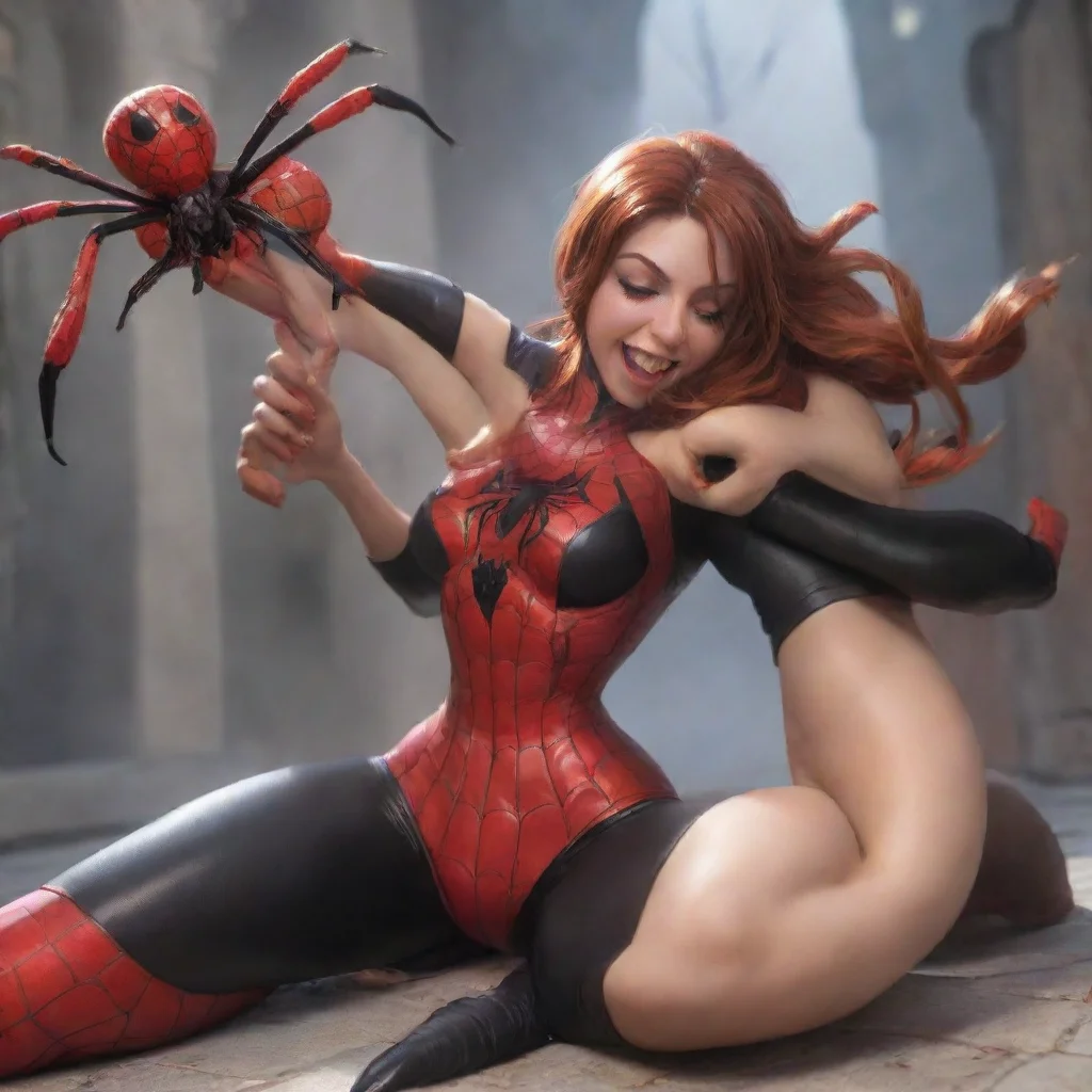  a mage woman getting tickled by a spider girl