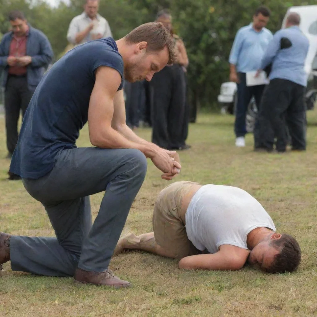 ai a man prostrates next to a kneeling man good looking trending fantastic 1
