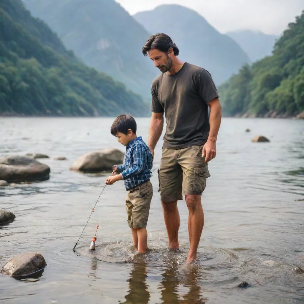 ai a man with son are rock fishing good looking trending fantastic 1 wide