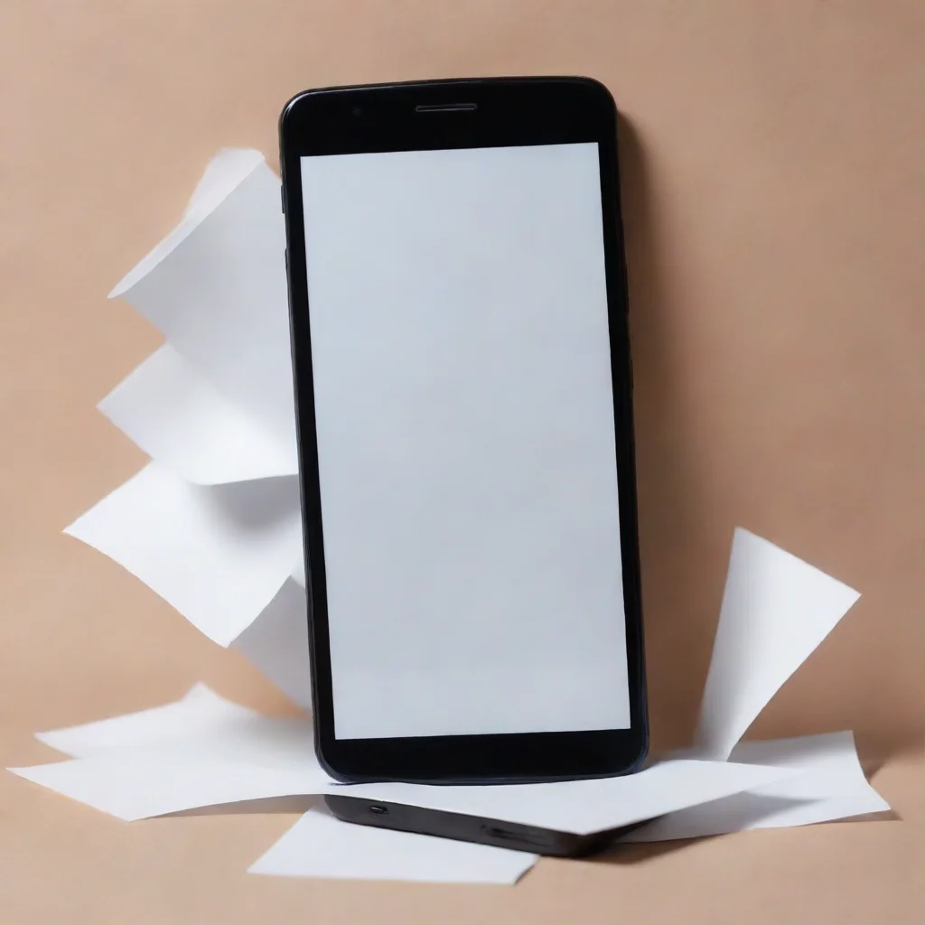ai a mobile phone with screen shown with several pieces of paper seeming to curve into it amazing awesome portrait 2