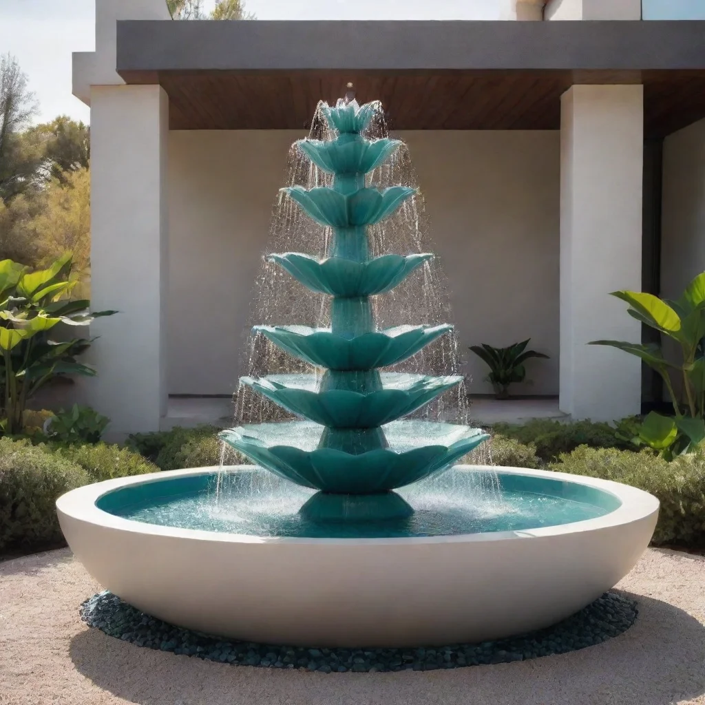  a modern architectural fountain inspired by the lotus flower made of 2 or 3 levels