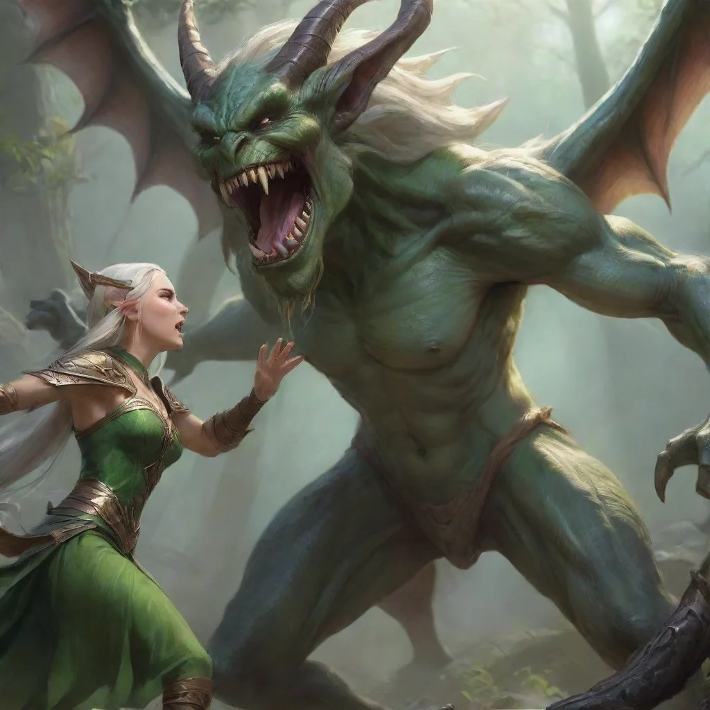  a monster attacks elven princess confident engaging wow artstation art 3