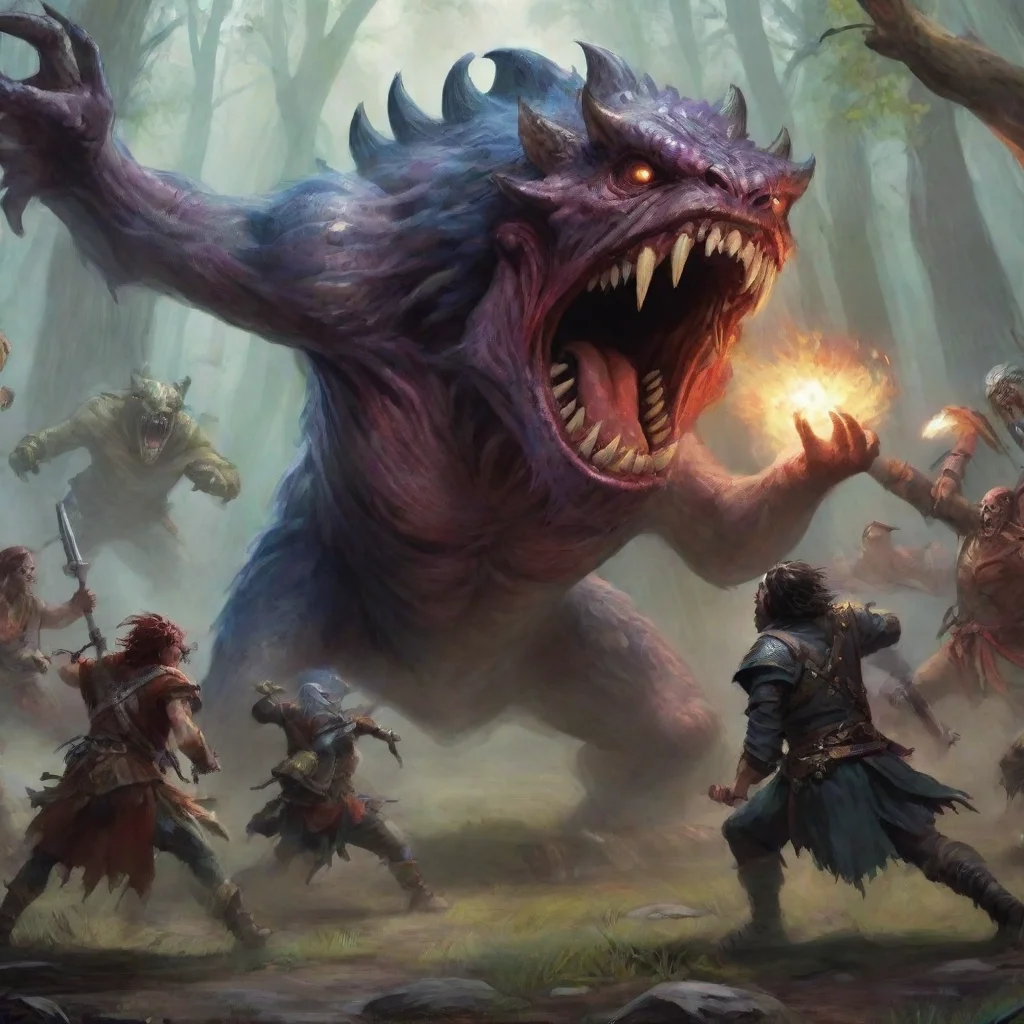  a monster attacks party of adventurers