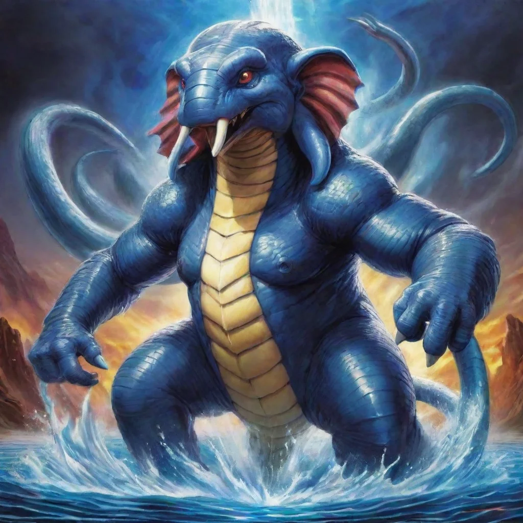 ai a monster which based on an snake and an elephanthaving a water wind elemental and the size was small yugioh good lookin