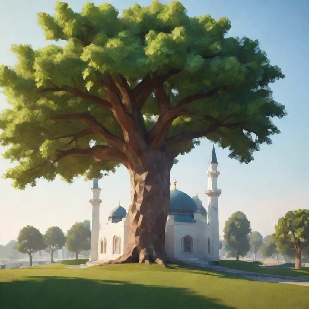  a mosque beside a oak treelow poly amazing awesome portrait 2
