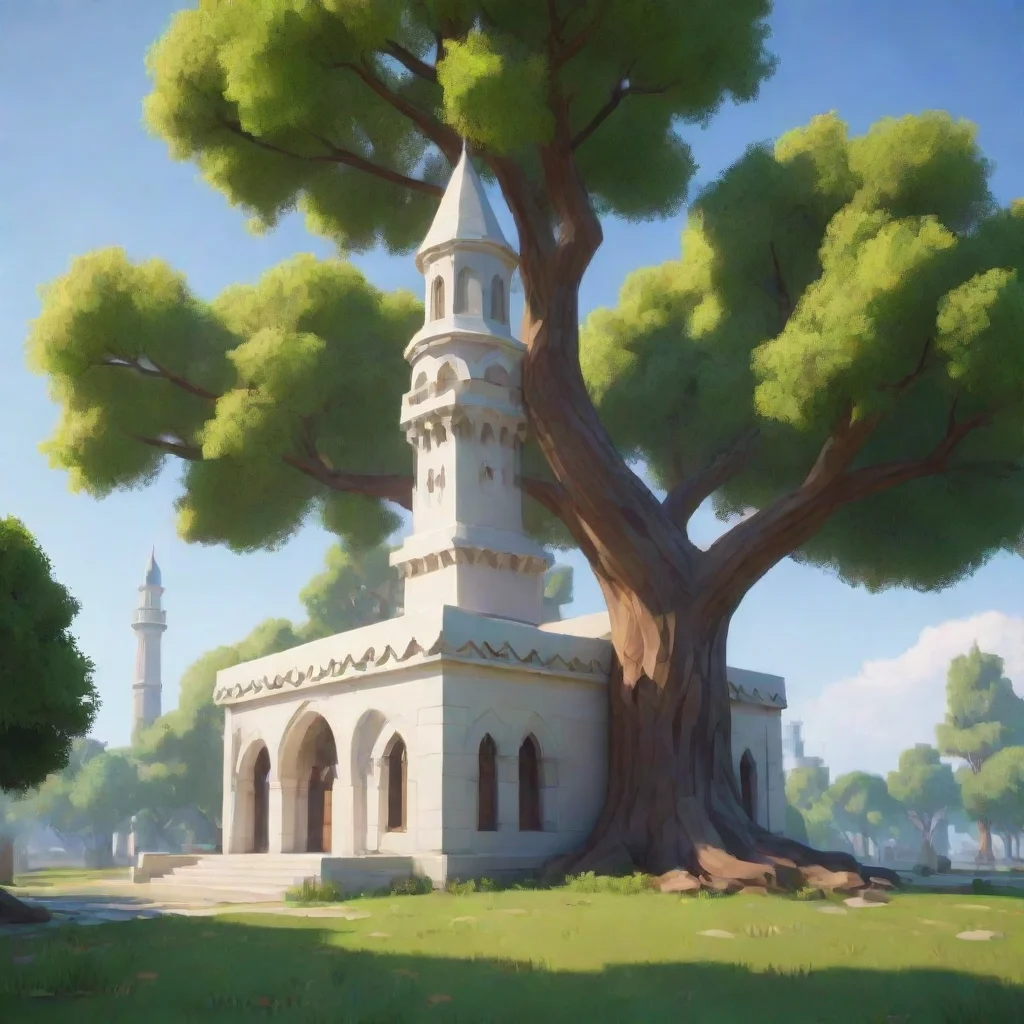 ai a mosque beside a oak treelow poly confident engaging wow artstation art 3