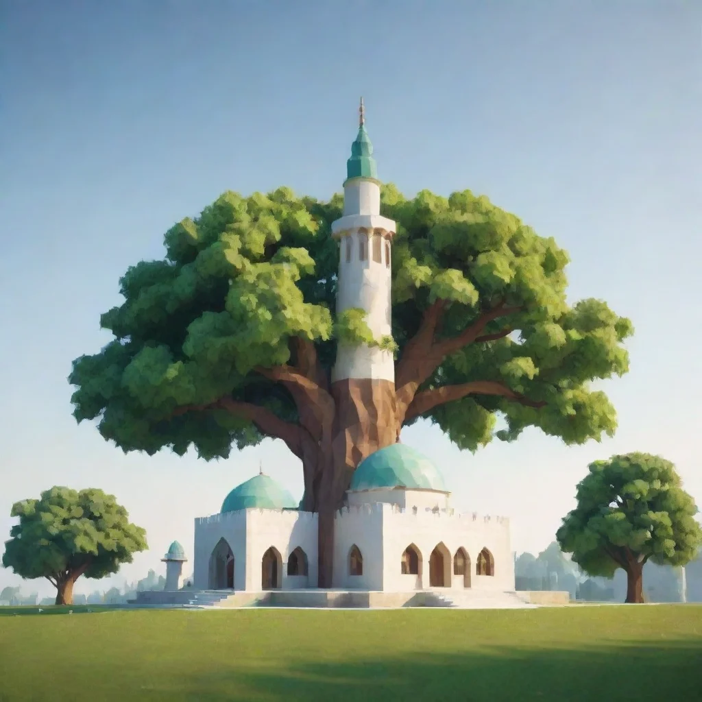 ai a mosque beside a oak treelow poly good looking trending fantastic 1