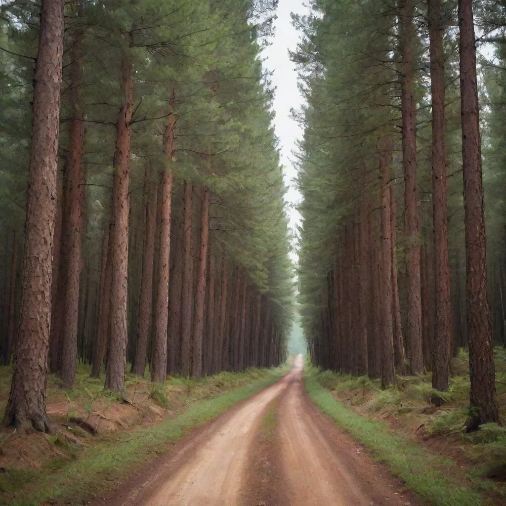 ai a narrow dirt road going through a forest of pine trees amazing awesome portrait 2
