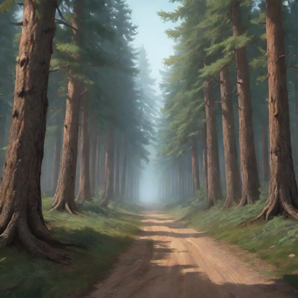 ai a narrow dirt road going through a forest of pine trees confident engaging wow artstation art 3
