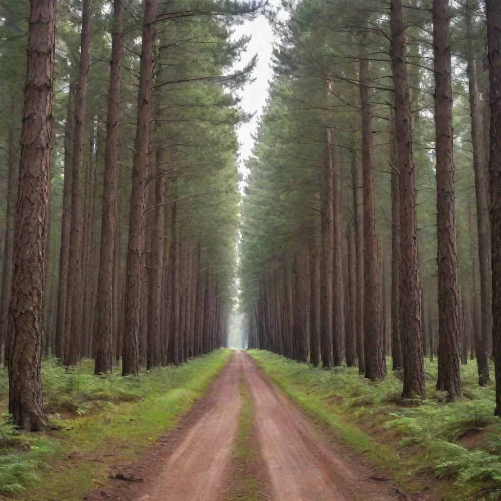 ai a narrow dirt road going through a forest of pine trees good looking trending fantastic 1