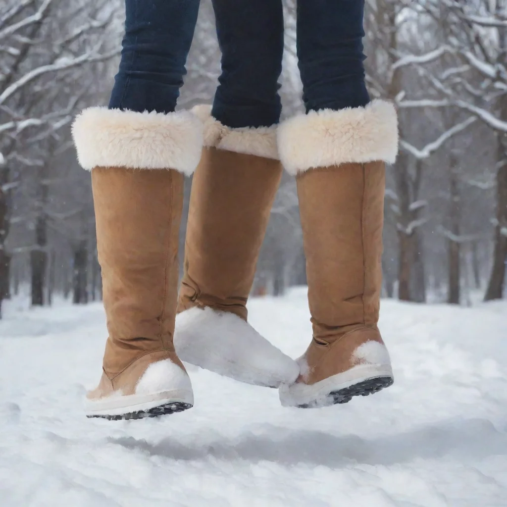 ai a pair of hands take off tall snow boots from a pair of female legs 
