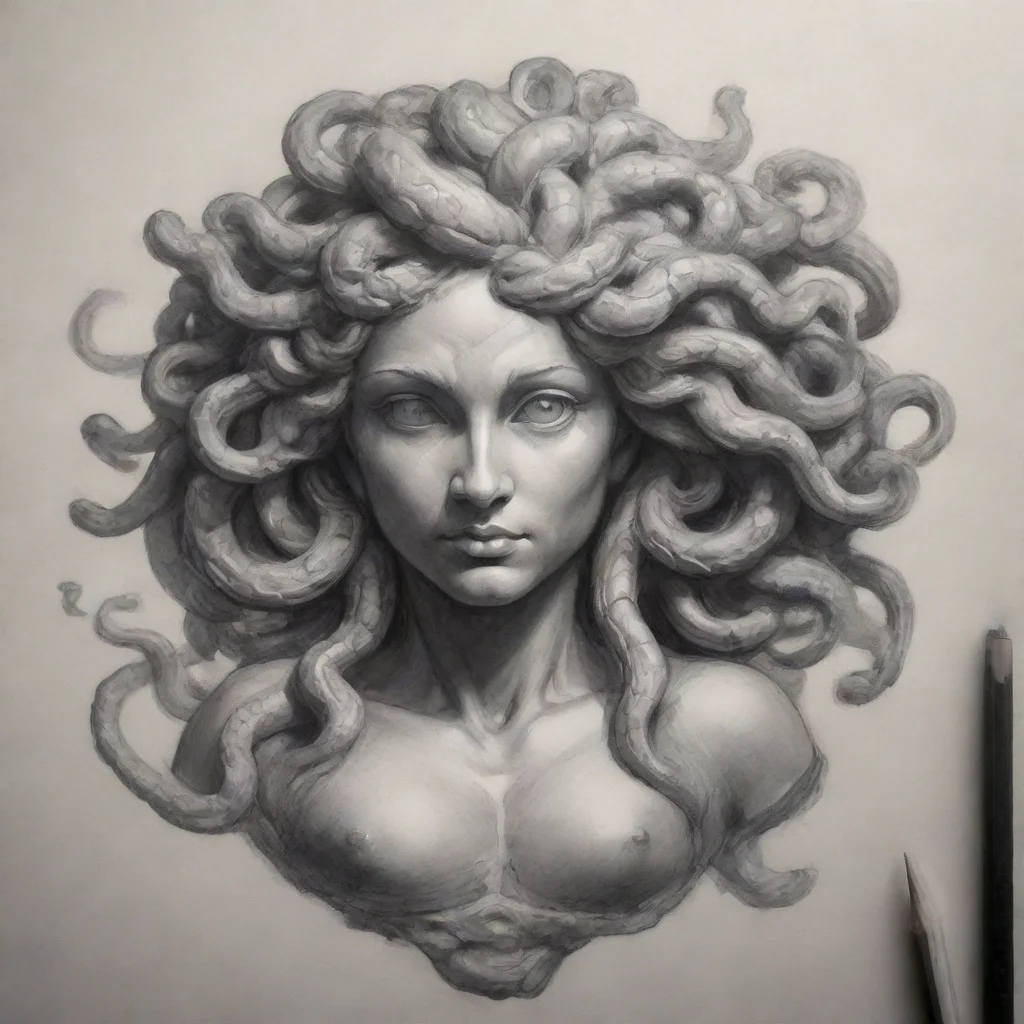 ai a pencil drawing of a stone medusa in the style of luigi serafini confident engaging wow artstation art 3