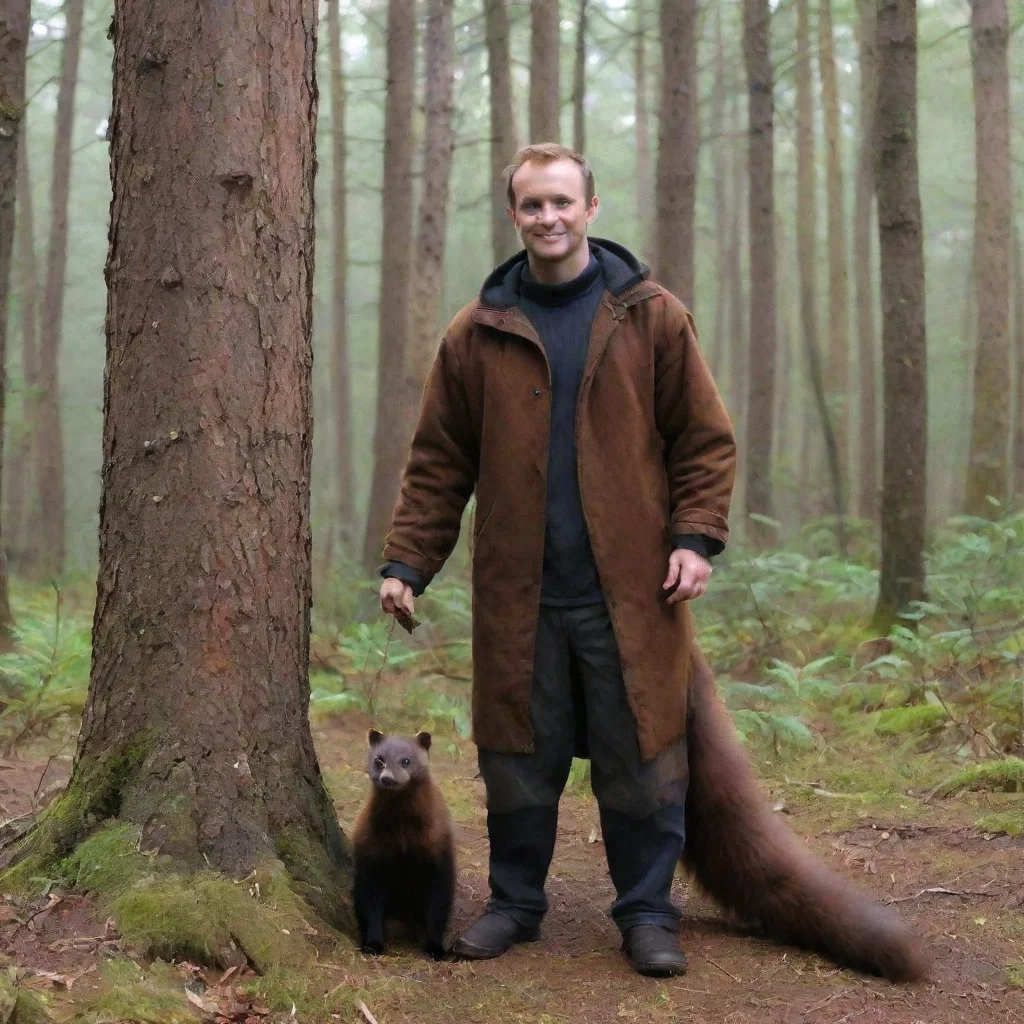  a person standing with a giant pine marten