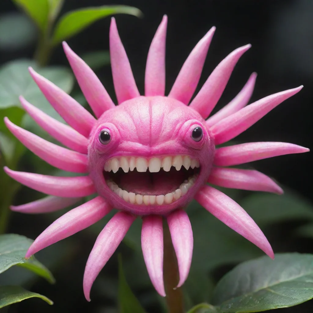  a pink alien plant with teeth