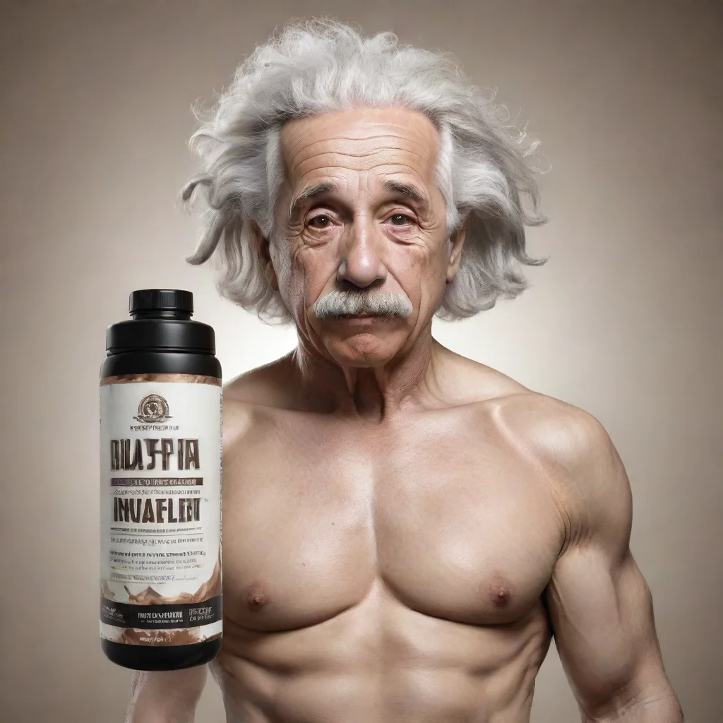 ai a protein supplement that has a muscular albert einstein as its cover and that has as its motto chuzate de conocimiento